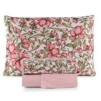 Jogo De Lençol Luar Solteiro 3 Peças Malha 100% Algodão Estampado Rose Floral - 1