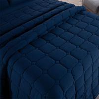 Kit Cobre Leito Colcha Minimal Casal 3 Peças Malha 100% Algodão Azul Marinho - 2