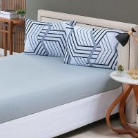 Jogo De Lençol Luar King 3 Peças Malha 100% Algodão Estampado Cinza Geométrico - 3