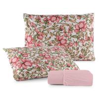 Jogo De Lençol Luar Queen 3 Peças Malha 100% Algodão Estampado Rose Floral - 1