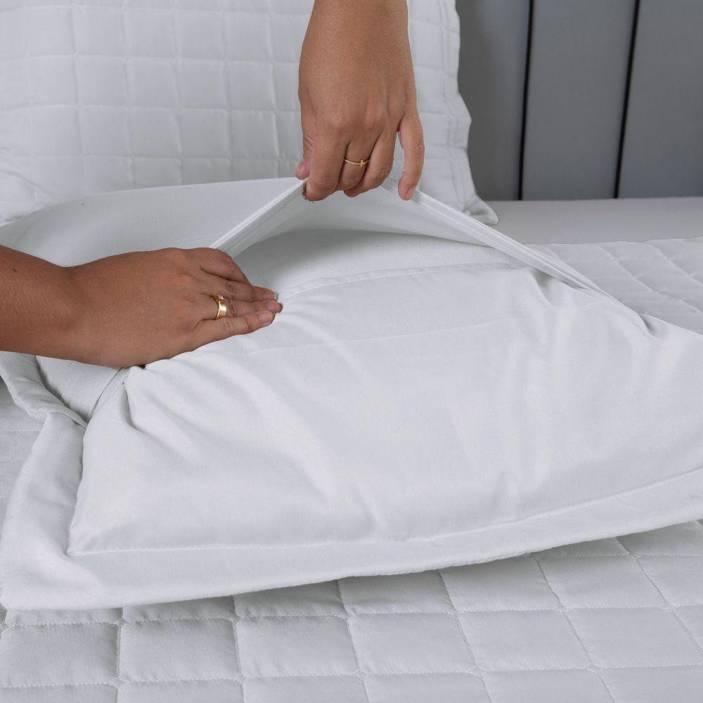 Kit Cobre Leito Colcha Dual Casal 3 Peças Matelado Dupla Face Liso Branco 100% Poliéster - 4