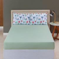 Jogo De Lençol Luar Casal 3 Peças Malha 100% Algodão Estampado Verde Birds - 2