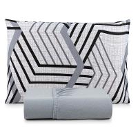 Jogo De Lençol Luar Solteiro 2 Peças Malha 100% Algodão Estampado Cinza Geométrico - 1