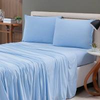 Jogo De Lençol Minimal King 4 Peças Malha 100% Algodão Liso Azul - 2