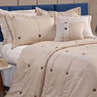 Kit Cobre Leito Colcha Splendore King 07 Peças Bordado Botão 200 Fios Avelã 100% Poliéster - 2