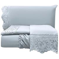 Jogo De Cama Lençol Bella King 4 Peças Micropercal 300 Fios Bordado Inglês Macio Cinza 100% Poliéster - 3