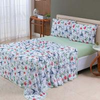 Jogo De Lençol Luar Casal 4 Peças Malha 100% Algodão Estampado Verde Birds - 4