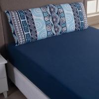 Jogo De Lençol Luar Queen 3 Peças Malha 100% Algodão Estampado Azul Marinho Geométrico - 2