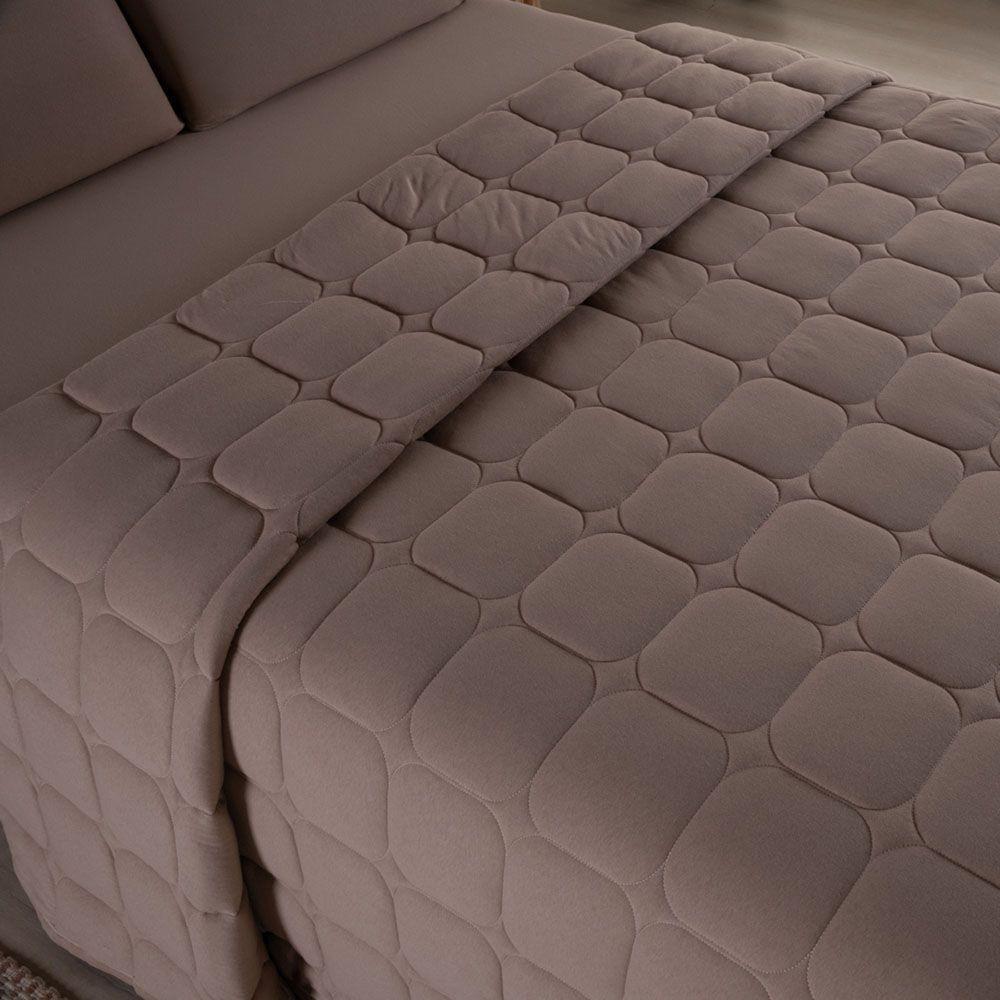 Kit Cobre Leito Colcha Minimal King 3 Peças Malha 100% Algodão Bege - 2