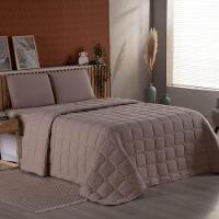 Kit Cobre Leito Colcha Minimal King 3 Peças Malha 100% Algodão Bege - 3