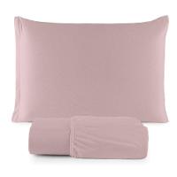 Jogo De Lençol Minimal Solteiro 2 Peças Malha 100% Algodão Liso Rose - 1