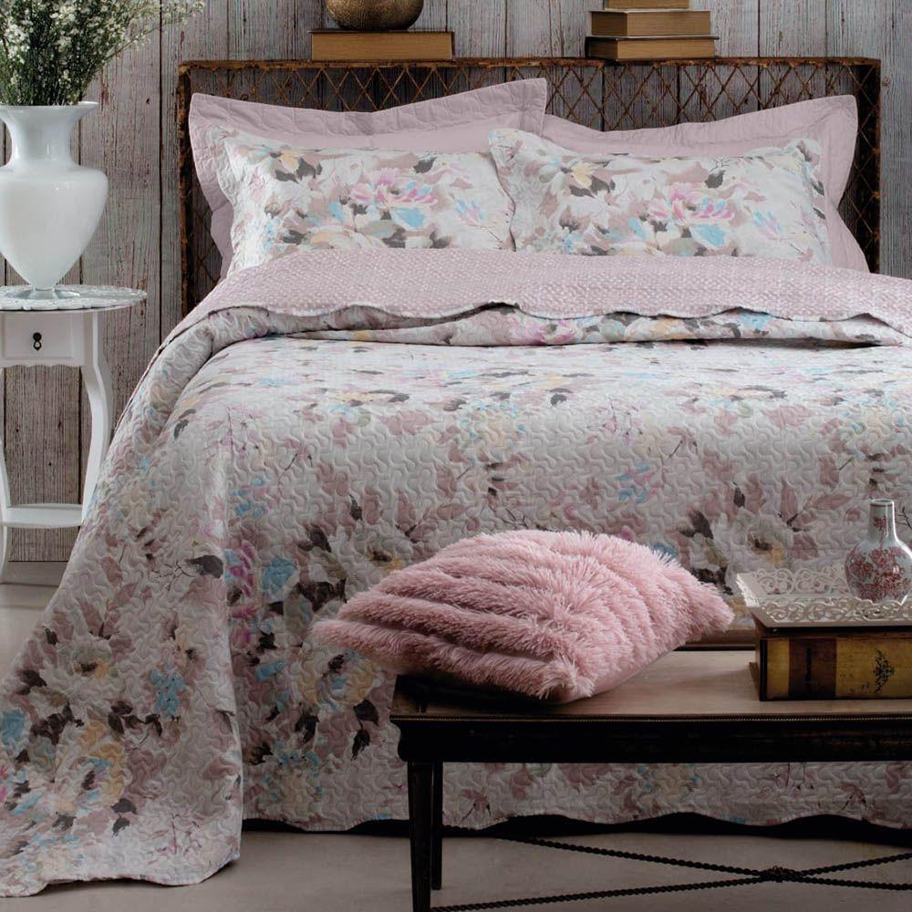 Kit Cobre Leito Colcha Daily Casal 3 Peças Dupla Face Estampado Floral Floral 6 100% Poliéster - 1