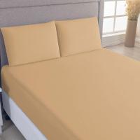 Jogo De Lençol Minimal Casal 3 Peças Malha 100% Algodão Liso Mostarda - 2