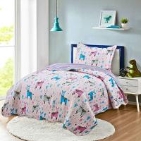 Kit Cobre Leito Colcha Magic Solteiro Infantil 2 Peças Microfibra 180 Fios Lhama Rosa 100% Poliéster - 1