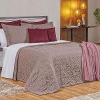 Kit Cobre Leito Colcha Mabelle King 3 Peças 400 Fios Bordado Rose 100% Poliéster - 1