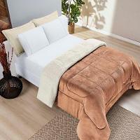 Coberdrom Diamond Casal King Sherpa Com Manta Flannel 01 Peça Caramelo Apricot 100% Poliéster - 2