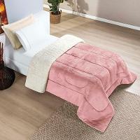 Coberdrom Diamond Solteiro Sherpa Com Manta Flannel 01 Peça Rosa 100% Poliéster - 1