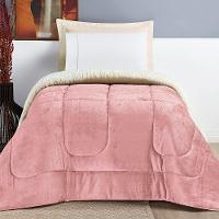 Coberdrom Diamond Solteiro Sherpa Com Manta Flannel 01 Peça Rosa 100% Poliéster - 2