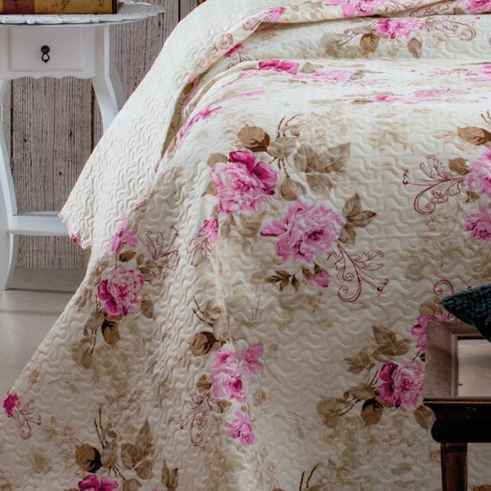 Kit Cobre Leito Colcha Daily Queen 3 Peças Dupla Face Estampado Floral Floral 5 100% Poliéster - 2