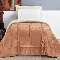 Coberdrom Diamond Solteiro Sherpa Com Manta Flannel 01 Peça Caramelo Apricot 100% Poliéster - 2