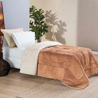 Coberdrom Diamond Solteiro Sherpa Com Manta Flannel 01 Peça Caramelo Apricot 100% Poliéster - 3