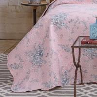 Kit Cobre Leito Colcha Daily Queen 3 Peças Dupla Face Estampado Floral Floral 3 Rosa 100% Poliéster - 3