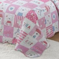 Kit Cobre Leito Colcha Magic Solteiro Infantil 2 Peças Microfibra 180 Fios Coelho Rosa 100% Poliéster - 2