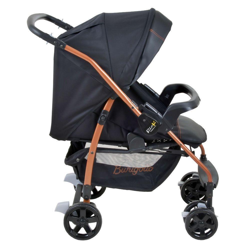 Travel System Burigotto Carrinho De Bebê Com Bebê Conforto Rio K + Touring Preto Com Cobre - 4