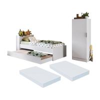 Bicama Com Colchões Inclusos Baú Embutido E Sapateira Multimóveis Mp4363 Branco - 2