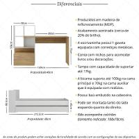 Bicama Para Colchão 78x188cm Com Baú Embutido E Escrivaninha Multimóveis Mp4368 Branco/madeirado - 6