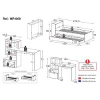 Bicama Para Colchão 78x188cm Com Baú Embutido E Escrivaninha Multimóveis Mp4368 Branco/madeirado - 7