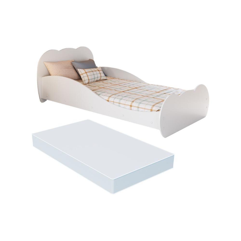 Cama De Solteiro 100% Mdf Com Colchão Incluso Multimóveis Mp4352 Branco - 2