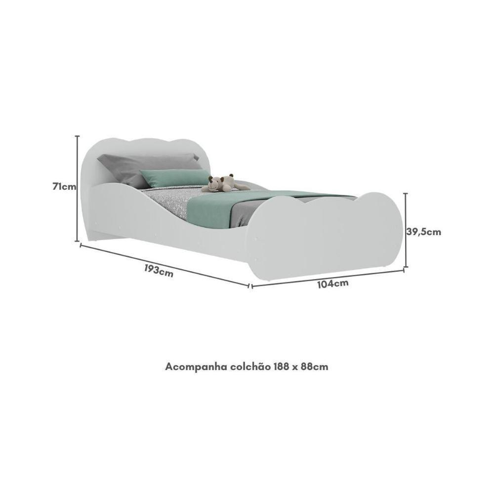 Cama De Solteiro 100% Mdf Com Colchão Incluso Multimóveis Mp4352 Branco - 7