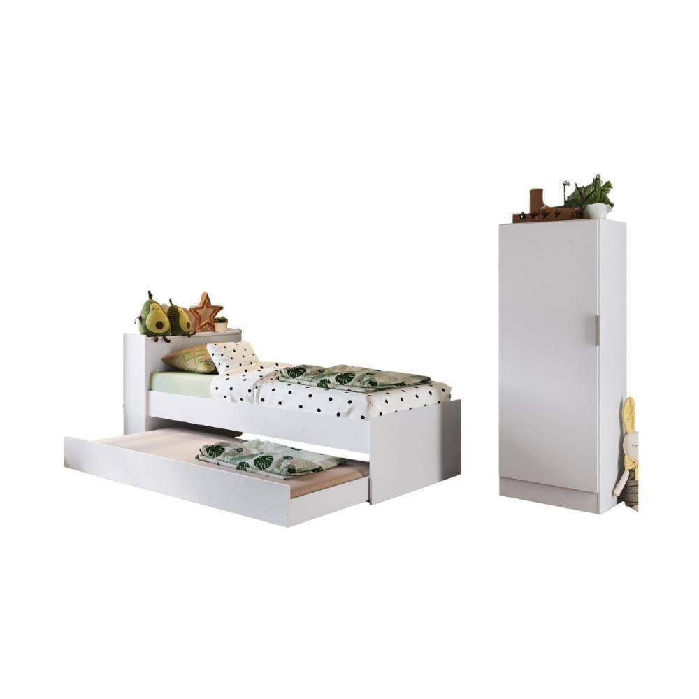 Bicama Para Colchão 78x188cm Com Baú Embutido E Sapateira Multimóveis Mp4362 Branco - 2