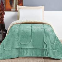 Coberdrom Diamond Solteiro Sherpa Com Manta Flannel 01 Peça Verde Alecrim 100% Poliéster - 2