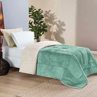 Coberdrom Diamond Solteiro Sherpa Com Manta Flannel 01 Peça Verde Alecrim 100% Poliéster - 3