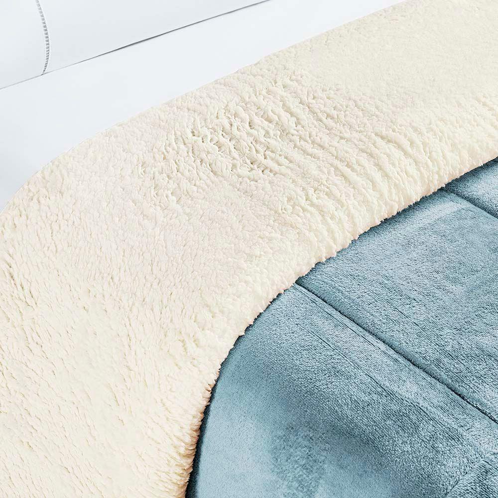 Coberdrom Diamond Solteiro Sherpa Com Manta Flannel 01 Peça Azul Quartzo 100% Poliéster - 4