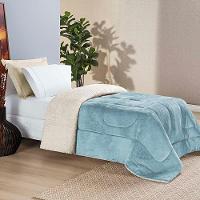 Coberdrom Diamond Solteiro Sherpa Com Manta Flannel 01 Peça Azul Quartzo 100% Poliéster - 3
