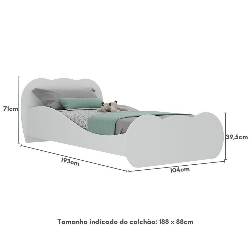 Cama De Solteiro Para Colchão 88x188cm 100% Mdf Multimóveis Mp4351 Branco - 5