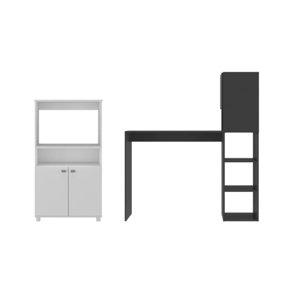 Balcão Para Forno E Micro-ondas 2 Portas E Bancada Com Armário Multimóveis Mp2253 Branco/preto - 4