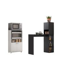 Balcão Para Forno E Micro-ondas 2 Portas E Bancada Com Armário Multimóveis Mp2253 Branco/preto - 2