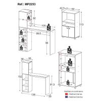 Balcão Para Forno E Micro-ondas 2 Portas E Bancada Com Armário Multimóveis Mp2253 Branco/preto - 6