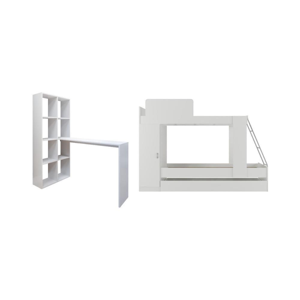 Treliche Para Colchão 78x188cm Com 1 Porta E Escrivaninha Multimóveis Mp4364 Branco - 2