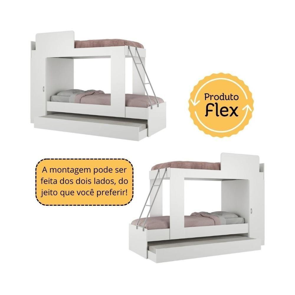 Treliche Para Colchão 78x188cm Com 1 Porta E Escrivaninha Multimóveis Mp4364 Branco - 6