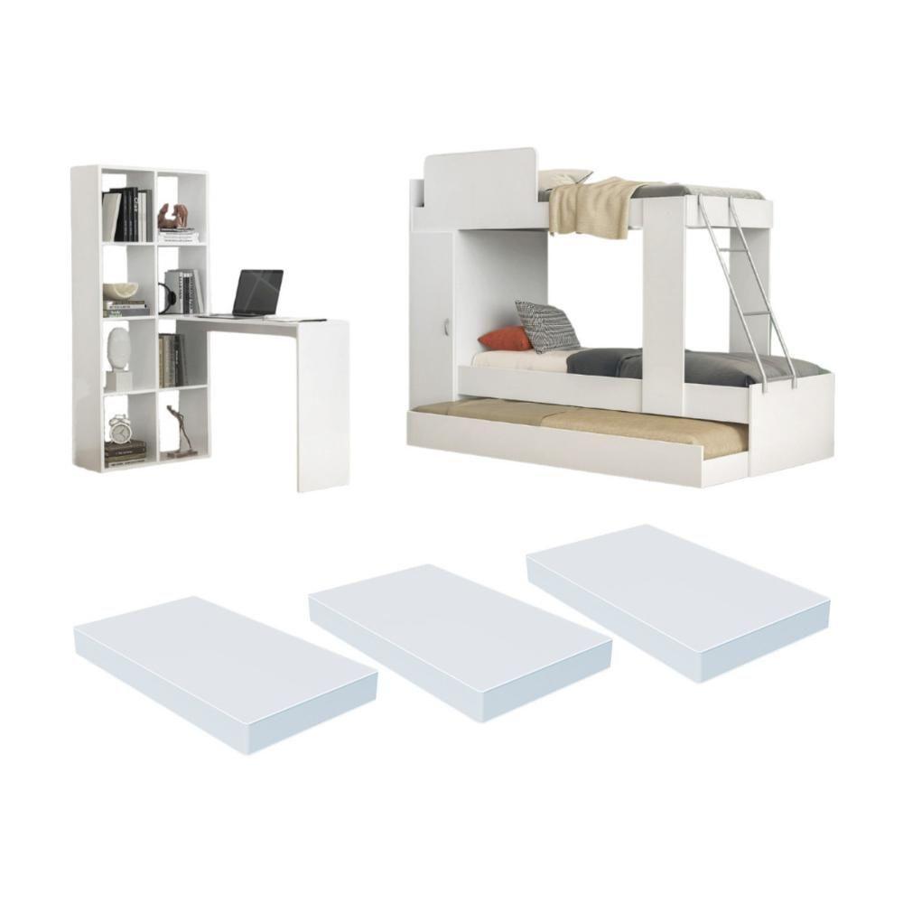 Treliche Com Colchões Inclusos 1 Porta E Escrivaninha Multimóveis Mp4365 Branco - 2