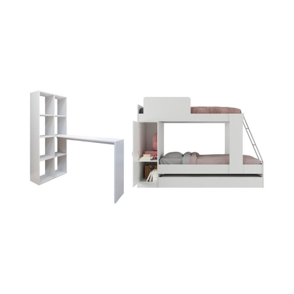 Treliche Com Colchões Inclusos 1 Porta E Escrivaninha Multimóveis Mp4365 Branco - 3