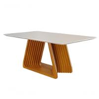 Mesa De Jantar Moderna Madeira Maciça Com Vidro 2,20x1,10m Obsidiana - 1