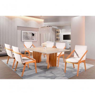Sala De Jantar Moderna Madeira Maciça 6 Cadeiras 1,60x0,90m Pérola - Harmonia Salas