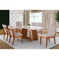 Sala De Jantar Com Vidro Madeira Maciça 6 Cadeiras 2,0x1,0m - Turmalina - Harmonia Salas - 1