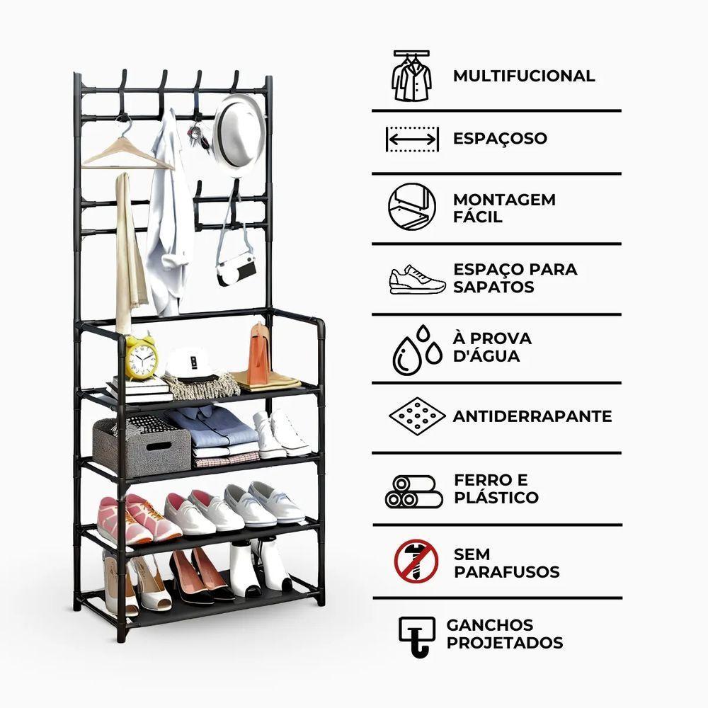 Sapateira Organizadora Com Ganchos 4 Prateleiras - 4